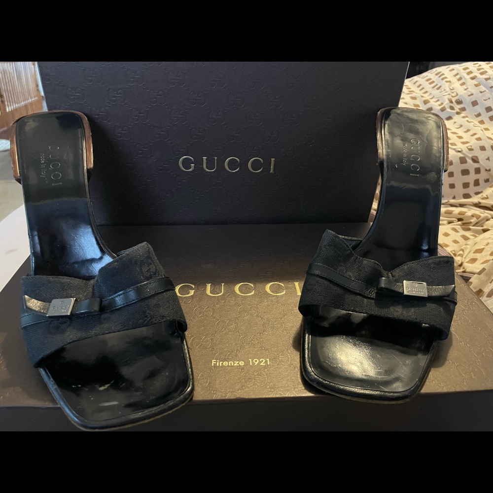 Retro Gucci Monogrammed Slide-in Sandals